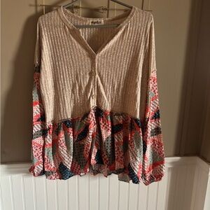 Angie Beige and Pink Patchwork Blouse